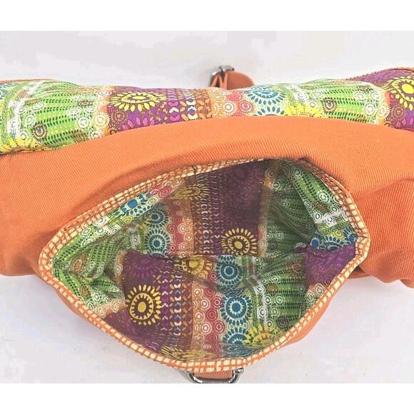 Fossil Long Live Vintage Orange Canvas Large 14x10 Bag Euc U216 - Picture 13 of 15